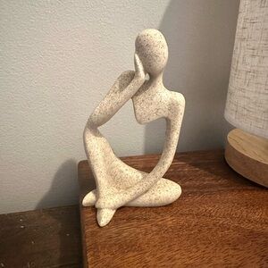 Sandstone Cream Sculpture Thinker Abstract Figure Bookshelf Decor Statue Office